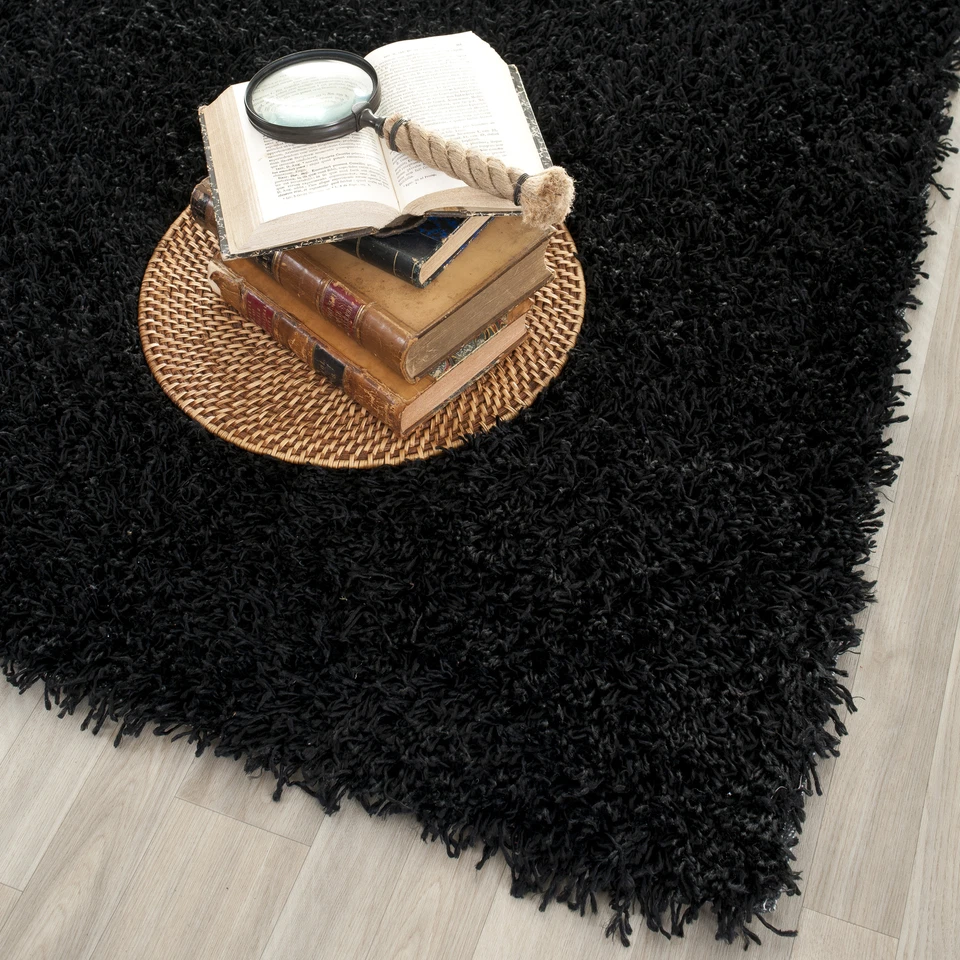 Safavieh Hand-Tufted BLACK Plush Shag Area Rugs - SG851B - Image 1 of 1