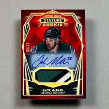 2022-23 Stature JACK MCBAIN RC #/12 Rookie Design Variant Red Auto Patch Coyotes