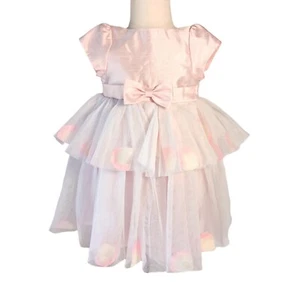 Pippa & Julie Baby Girls Pink Tulle Petal Dress Size 18M Flower Girl - Picture 1 of 6