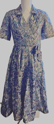 Vestido wiggle 1950 vintage poliéster roxo floral tamanho 8-10 AUsmall sem marca - Imagem 1 de 4