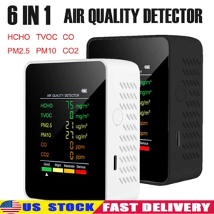 6in1 Air Quality Monitor CO PM2.5 TVOC HCHO Detector Carbon Dioxide Exceed Alarm - Picture 1 of 9
