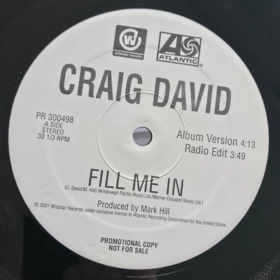 Craig David - Fill Me In - Vinyl 12 US PROMO Album Version and Acapella UKG - Image 1 of 3