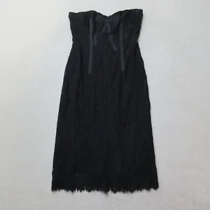 Karen Millen Lace Dress Womens UK 14 Black Strapless Midi England EU 42 - Picture 1 of 8