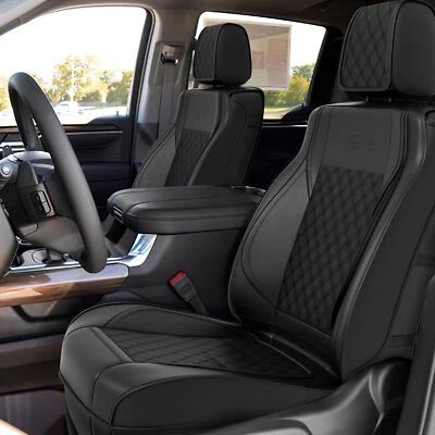 For Chevrolet Silverado GMC 1500 2500HD 3500HD Leather Car Seat Cover 5-Seat Set - Image 1 of 4