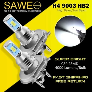 2 x H4 9003 HB2 6000k SUPER WHITE CSP LED Headlights Bulbs High Low Beam Canbus - Picture 1 of 7