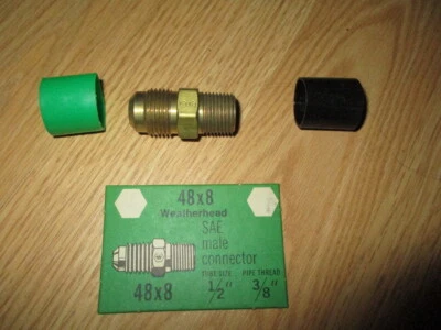 1 WEATHERHEAD BRASS SAE MALE CONNECTOR 48X8 1/2" TUBE 3/8" PIPE - Image 1 of 3
