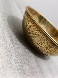Ornate Antique Brass Bowls With Engravings Stunning Beautiful - Picture 1 of 19
