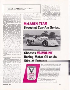 1967 Valvoline McLaren Can-Am Print-Ad/Bruce & Denis Hulme Sweeps Series - Bild 1 von 1
