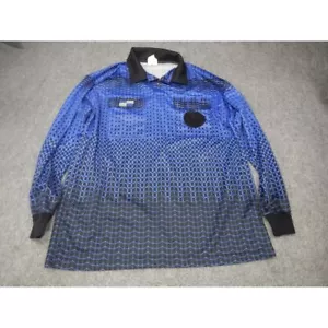 NISOA Official Sports Referee Jersey Long Sleeve Geometric Pattern Blue Black - Picture 1 of 11