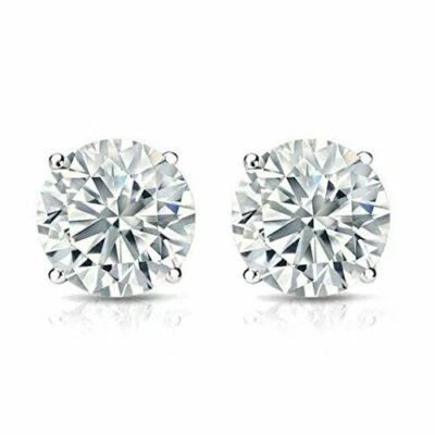 Aretes de moissanita de oro blanco de 14 quilates Charles & Colvard de 2 quilates certificados F.B. Foto 1 de 2