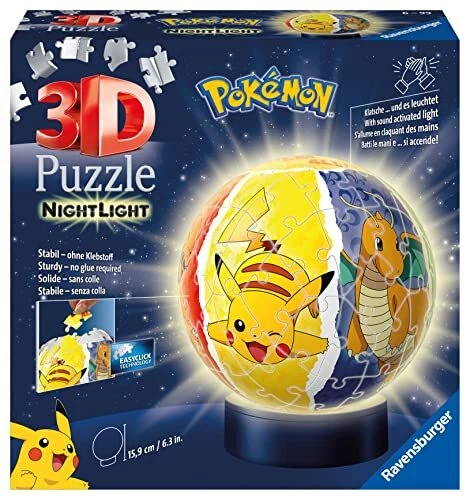 Ravensburger - 3D Puzzle Nightlamp Pokemon, Night Lamp, 72 Pezzi, 6+ Anni (E2F) - Immagine 1 di 1