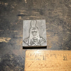 Print Block “ Indian Wearing Feathers “ Lead Print Block Rare!! - Picture 1 of 9