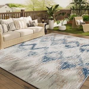 Outdoor Area Rug Rugs Easy-Jute Rug-Quick Dry Indoor Rug-Blue for Living - Picture 1 of 7