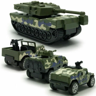4PCS Military Vehicle Model Car Diecast Army Tank Truck Toys for Boys Kids Gifts - Image 1 of 4