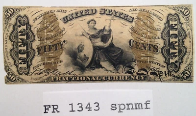 FR 1343 spnmf Fractional Currency FACE Specimen UNC - Image 1 of 4