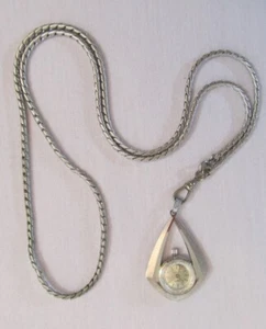 Vintage Ladies Sheffield Manual Swiss Watch Silver Tone Pendant Napier Necklace - Picture 1 of 21