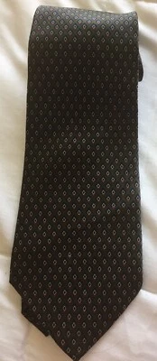 Corbata vintage John Henry colorida verde con patrón de diamantes geométricos 56x4 seda moderna Foto 1 de 4