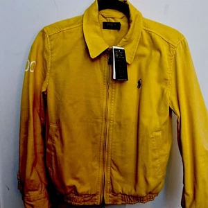 NWT Polo Ralph Lauren Womens Jacket Yellow SP Full Zip Bayport Canvas Spell Out - Picture 1 of 12