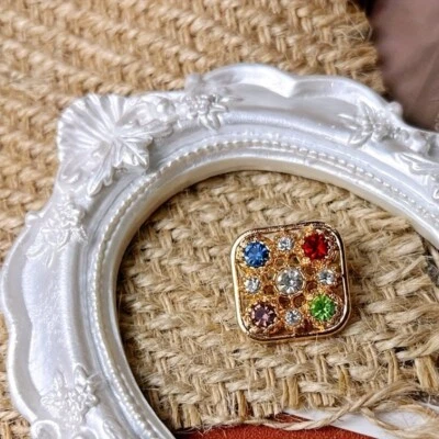 20pcs Retro Square Crystal Buttons DIY Metal Rhinestone Button Decor for Dress - Image 1 of 4