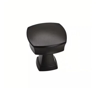 Paquete de 10 Amerock 1-1/4 pulgadas (32 mm) Perilla de gabinete cuadrada clásica negra mate Foto 1 de 4