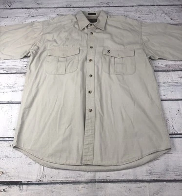 Винтажная охотничья рубашка Browning Super Naturals бежевая мужская большая 100% хлопок из нержавеющей стали - Изображение 1 из 4