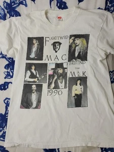 Vintage 90s Fleetwood Mac T Shirt Pop Rock Band Tour Behind The Mask Measurement - Picture 1 of 7