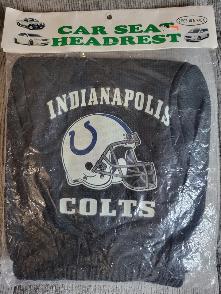 Чехол на подголовник автомобильного сиденья Indianapolis Colts - упаковка 2 шт. - универсальный размер - новый из старых запасов - Изображение 1 из 1