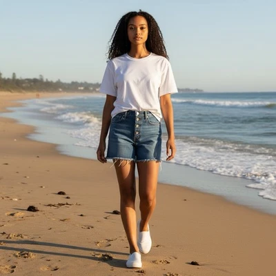 J Brand Womens 27 Denim Raw Hem Button-Fly High Rise Bermuda Shorts NWOT - Image 1 of 4