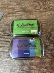 color box tamponi inchiostro set 2 verde e viola sigillati nuovi - Foto 1 di 2