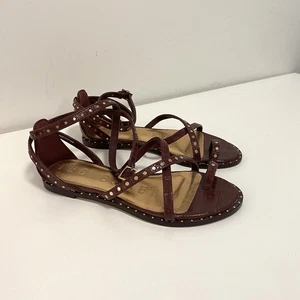 Ted Baker Sandals Size 36 EU 3 UK Burgundy Croc Embossed Studded Strappy Flats - Picture 1 of 12