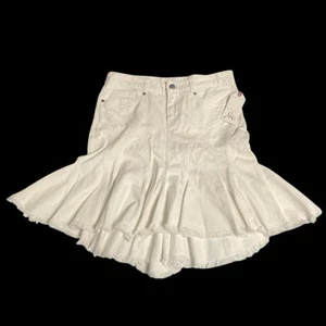 Joie NWT Out Of Sight Antique White High Waisted High Low Raw Edge Denim Skirt 6 - Picture 1 of 12