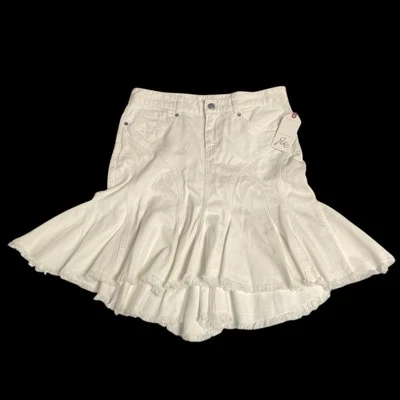 Joie NWT Out Of Sight Antique White High Waisted High Low Raw Edge Denim Skirt 6 - Image 1 of 4