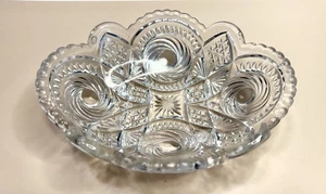 Antik US Glas Caledonia EAPG Cannonball Pinwheel Glas ovale Schale 1906 selten - Bild 1 von 9
