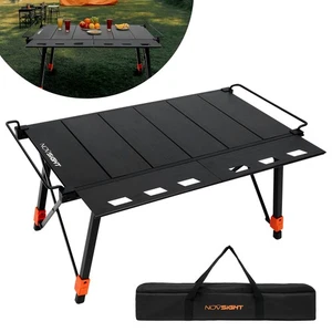NOVSIGHT Portable Camping Table Adjustable Height Folding Roll Up Tabletop w/Bag - Imagen 1 de 13