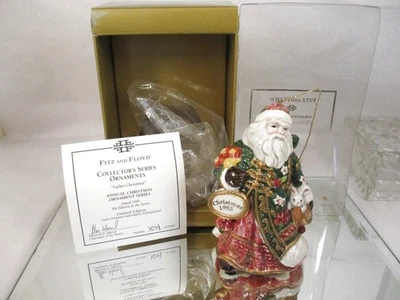 IOB Fitz and Floyd Fechado 1995 Papá Noel Colgante Árbol Adorno 4.5" Santa Foto 1 de 4
