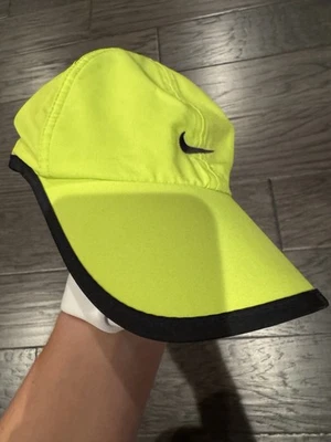 Nike Featherlight Hat Cap Neon Yellow Strap Back Dri-FIT Running Tennis - Image 1 of 4