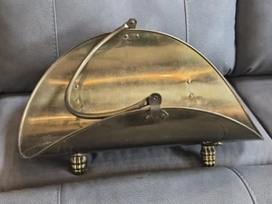 Vintage Solid Brass Handled Fireplace Log Firewood Holder Claw Feet 14” x 21” - Picture 1 of 7