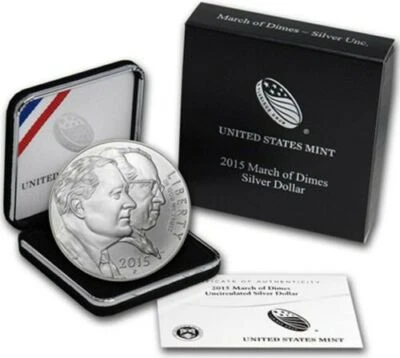 2015-W March of Dimes Uncirculated Commemorative Silver Dollar w/Box&COA NUM4455 - Image 1 of 3