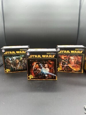 Juego de 3 rompecabezas coleccionables sellados Star Wars Milton Bradley 100 piezas Foto 1 de 4