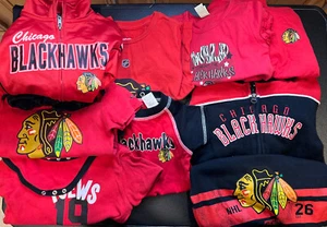NHL Hockey Chicago Blackhawks Bodysuit Shirts Pants Sweater Bundle SZ 3M - 4T - Picture 1 of 24