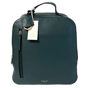 RADLEY Hale Lane Green Leather Large Zip Round Backpack Bag - New - RRP £239 - Picture 1 of 7