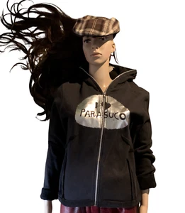 Parasuco Women’s Hoodie Sweatshirt Black and Silver Logo Size L-XL Trendy Design - Picture 1 of 16