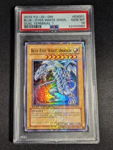 Yugioh Blue-Eyes White Dragon DT01-EN001 Super Raro Duelo Terminal 1 PSA 10 - Imagen 1 de 2
