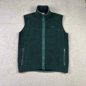 Vintage LL Bean Fleece Vest Mens Large Green Full Zip Outdoor Made in USA - Picture 1 of 12
