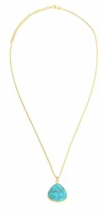 Gorgeous Turquoise Pendant 18k Gold Plated Silver w/ Adjustable Chain - Picture 1 of 3