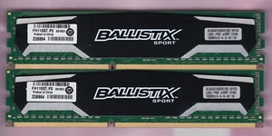 8GB 2x4GB PC3-12800 CRUCIAL BALLISTIX SPORT BLS4G3D1609DS1S00.16FED2 DDR3 KIT - Picture 1 of 2