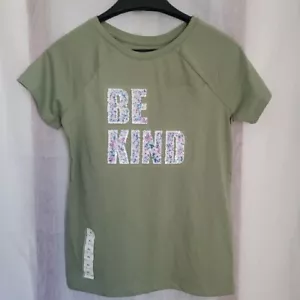 Cat & Jack Girls T Shirt Size XL 14-16 Be Kind Saying Sequin Sage Green Tee - Picture 1 of 11