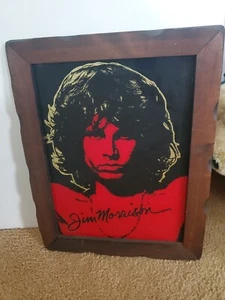 Vintage Jim Morrison "The Doors " Red Silver Blk Mirror/Glass Wood Frame Picture - Picture 1 of 7