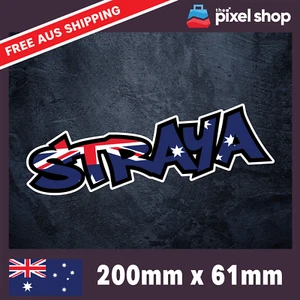 STRAYA Aussie Flag Sticker - Decal Safety Funny Joke Boat 4x4 parody tradie - Picture 1 of 5