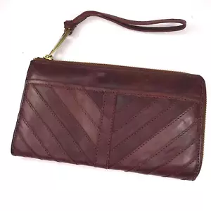 MARGOT New York Gabby braun Chevron Leder umlaufender Reißverschluss Geldbörse Kalbsleder - Bild 1 von 10